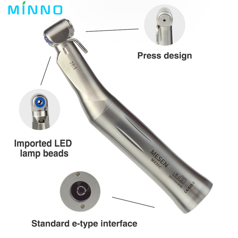 20/1 Impianti Motore Contrangolo Esterno Spruzzo d'acqua a bassa velocità Compresso a manica Senza trapano a LED Strumento odontoiatrico